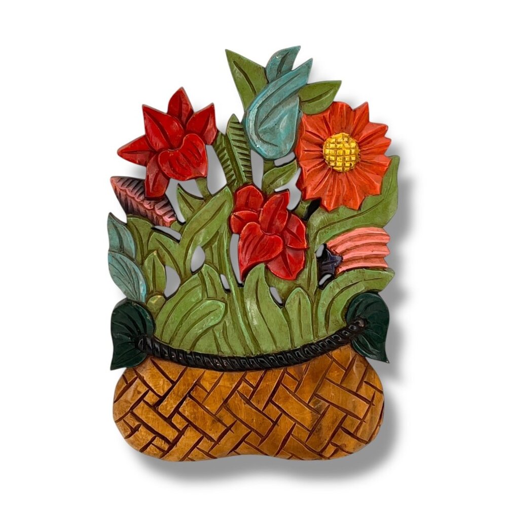 Floral Carved Wooden Wall Decor